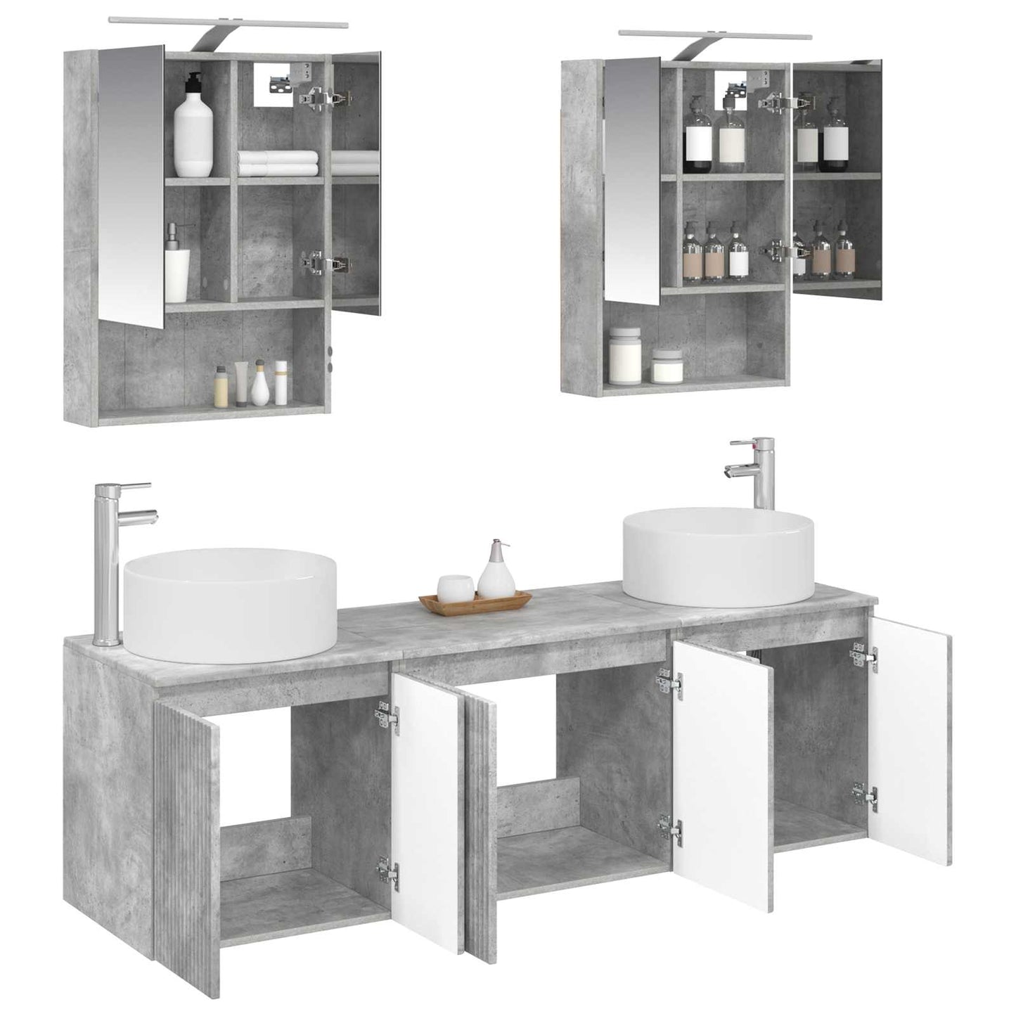 Bathroom Cabinet Set 5 pcs Concrete Grey Engineered Wood