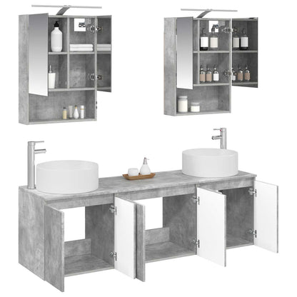 Bathroom Cabinet Set 5 pcs Concrete Grey Engineered Wood