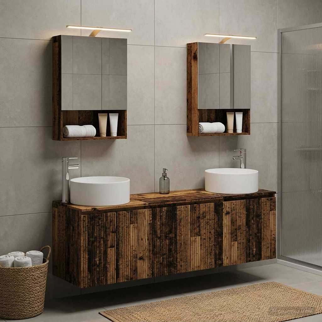 Bathroom Cabinet Set 5 pcs Old Wood Engineered Wood