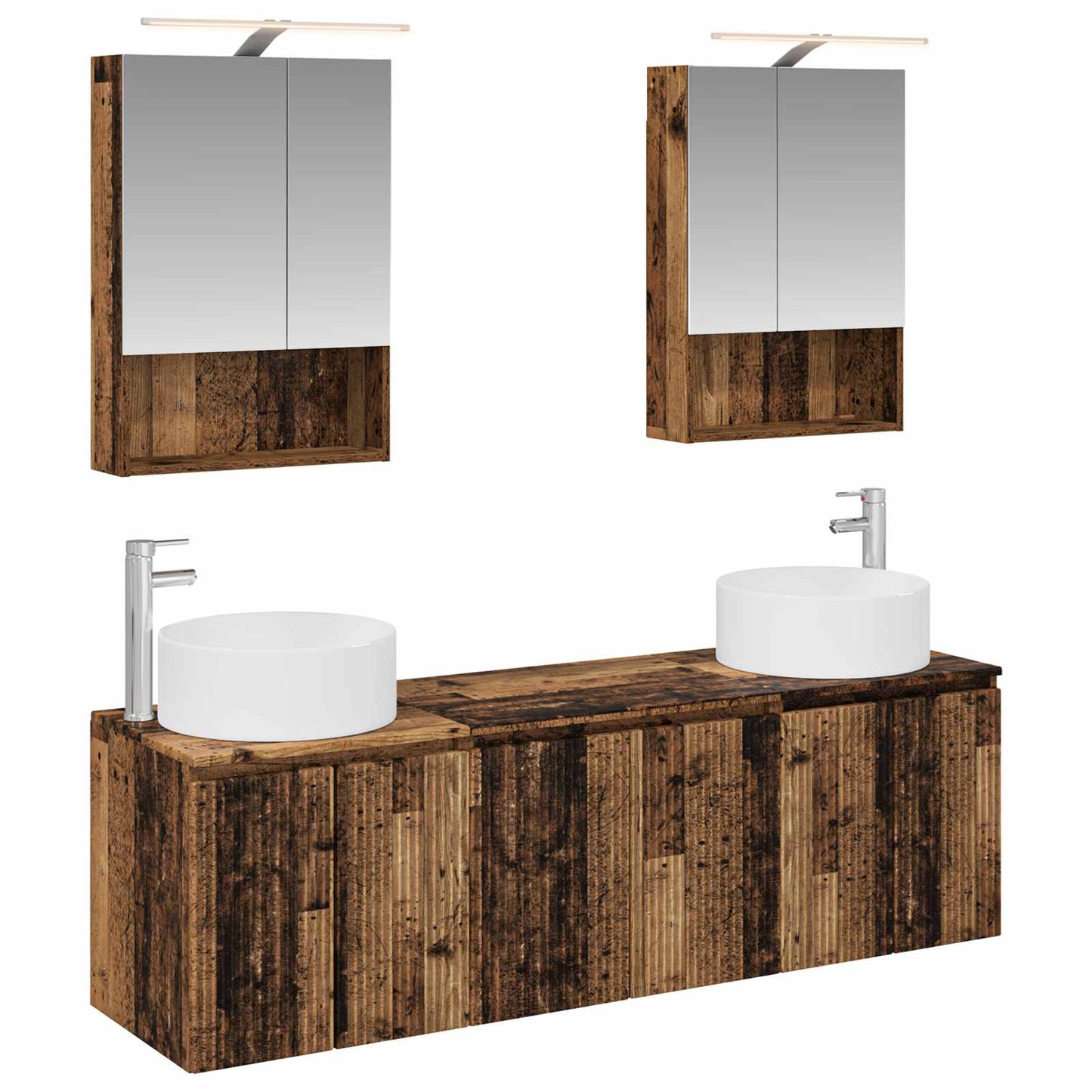 Bathroom Cabinet Set 5 pcs Old Wood Engineered Wood