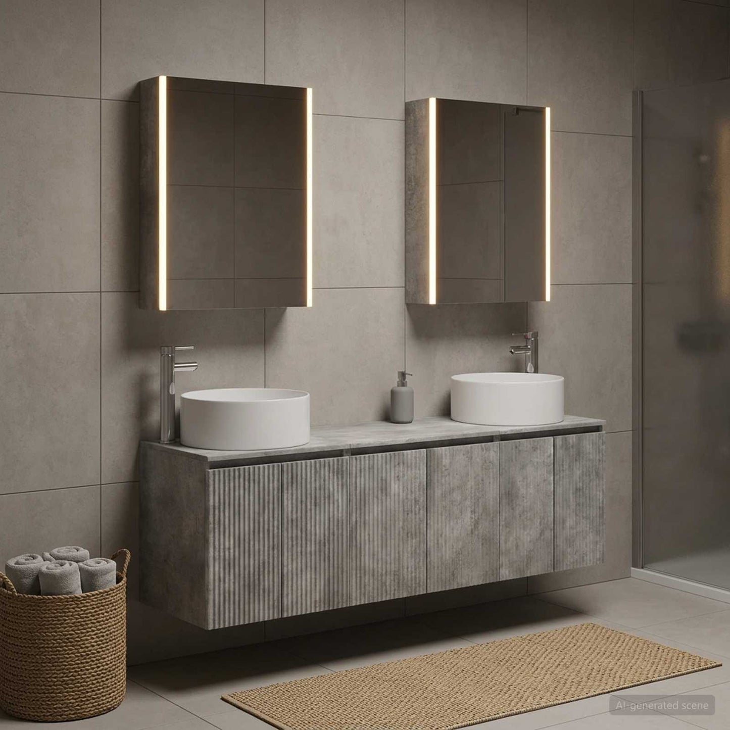 Bathroom Cabinet Set 5 pcs Concrete Grey Engineered Wood