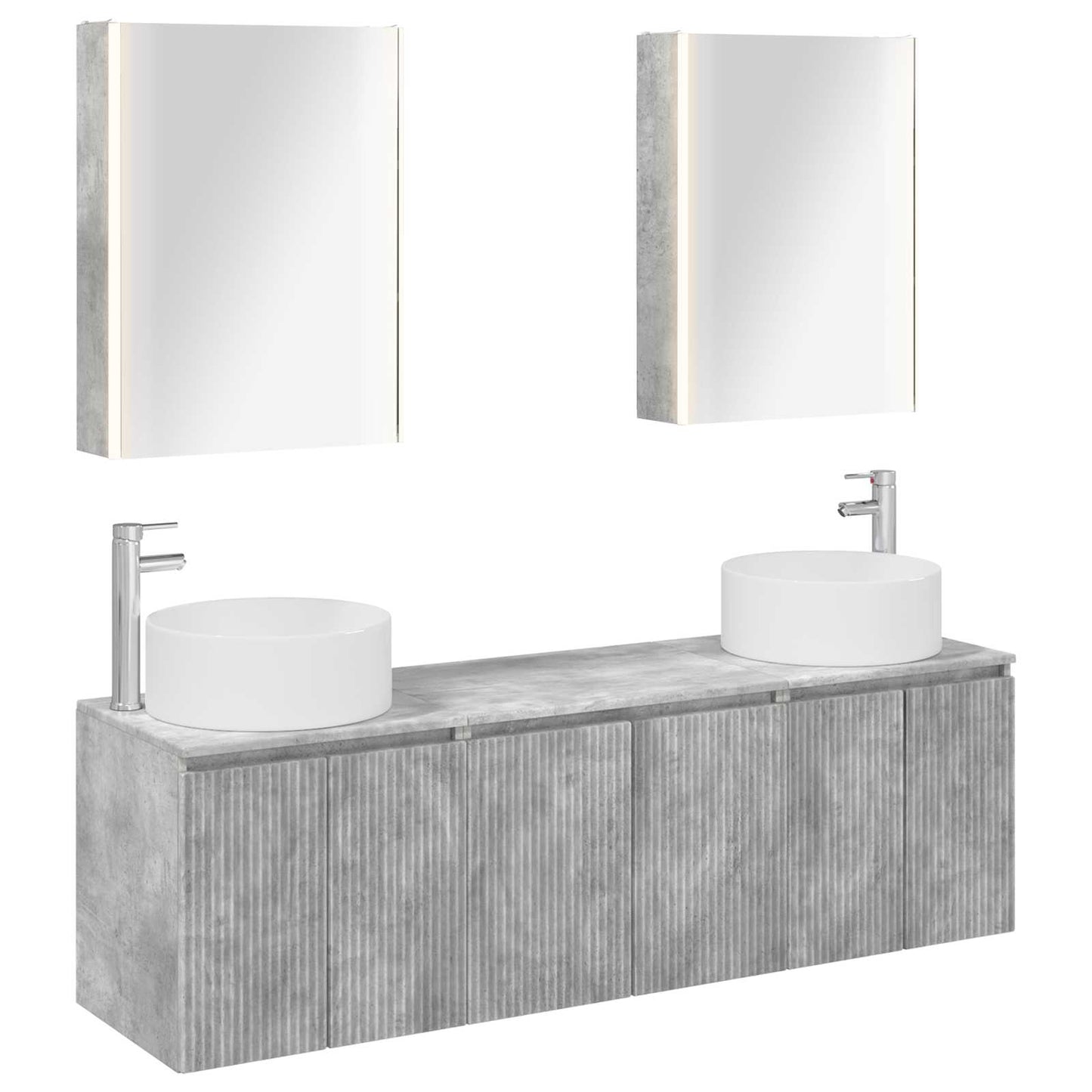Bathroom Cabinet Set 5 pcs Concrete Grey Engineered Wood