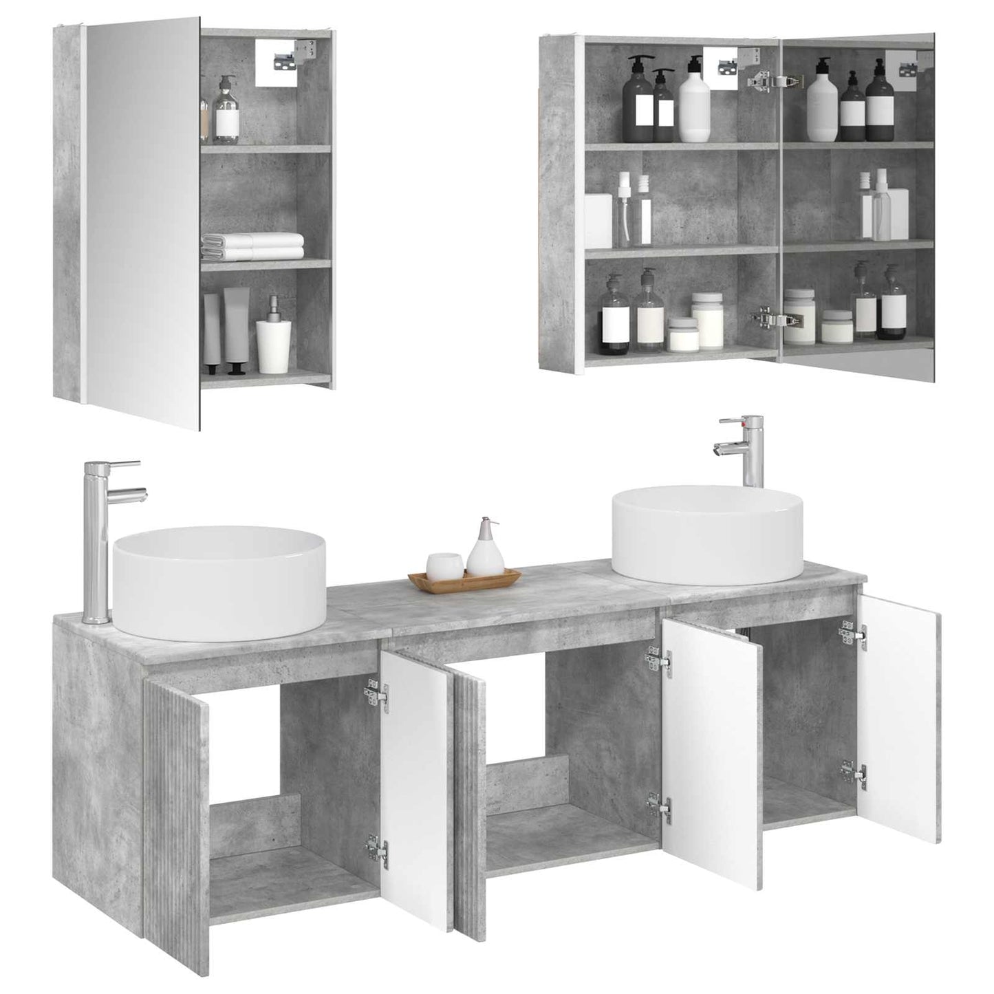Bathroom Cabinet Set 5 pcs Concrete Grey Engineered Wood