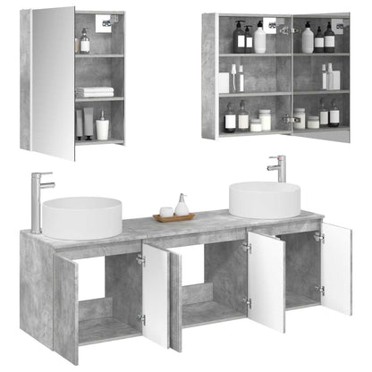 Bathroom Cabinet Set 5 pcs Concrete Grey Engineered Wood