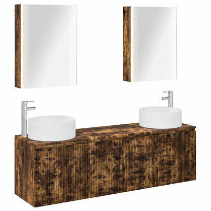 Bathroom Cabinet Set 5 pcs Smoked Oak Engineered Wood