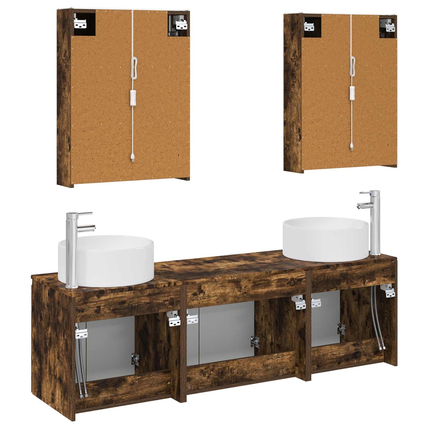 Bathroom Cabinet Set 5 pcs Smoked Oak Engineered Wood