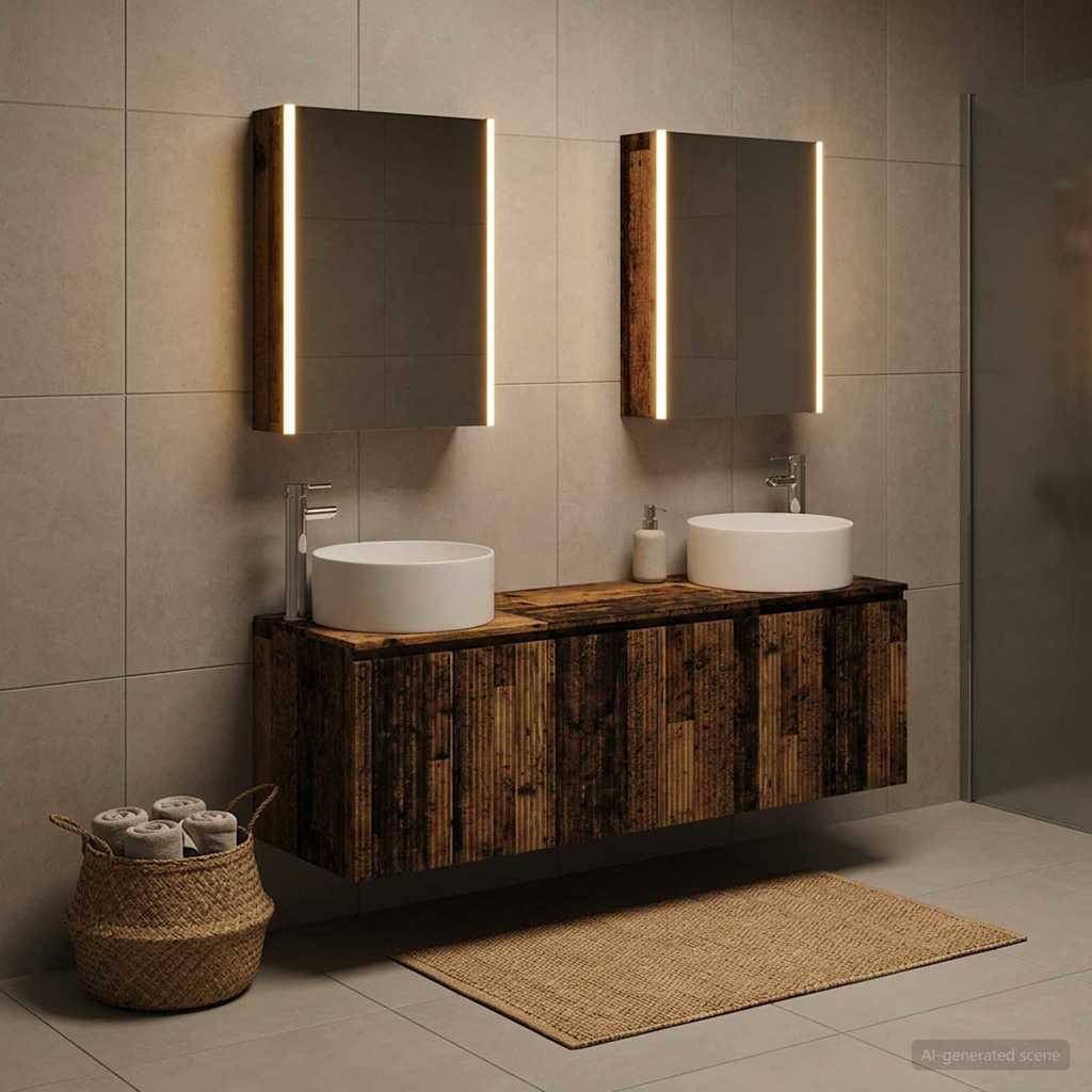 Bathroom Cabinet Set 5 pcs Old Wood Engineered Wood