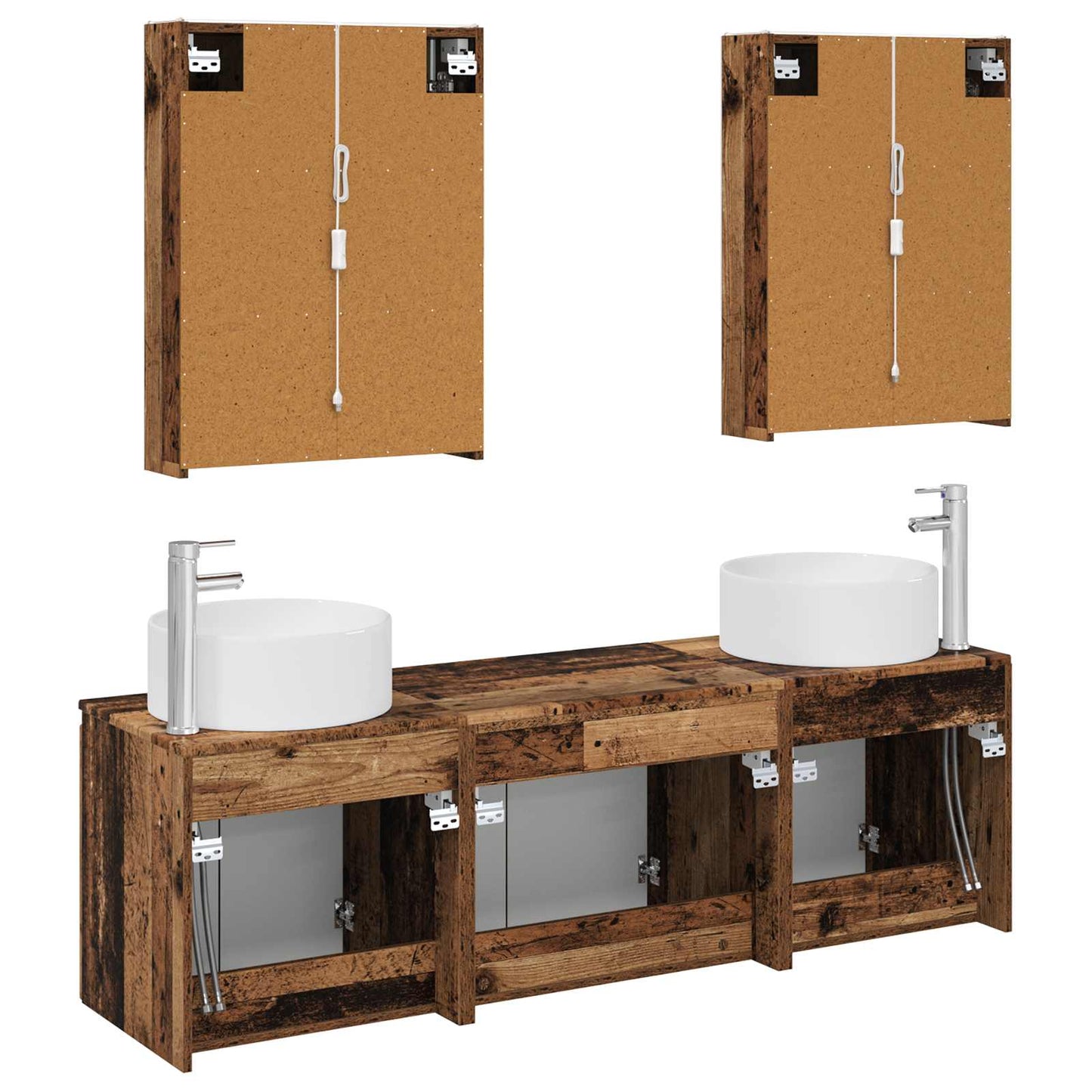 Bathroom Cabinet Set 5 pcs Old Wood Engineered Wood
