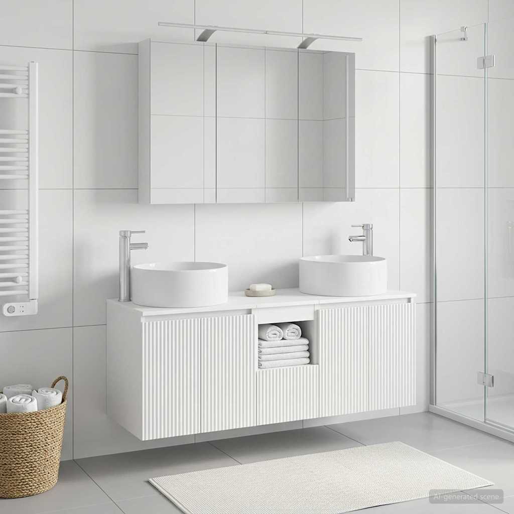 Bathroom Cabinet Set 4 pcs White 100 x 14.5 x 70 cm
