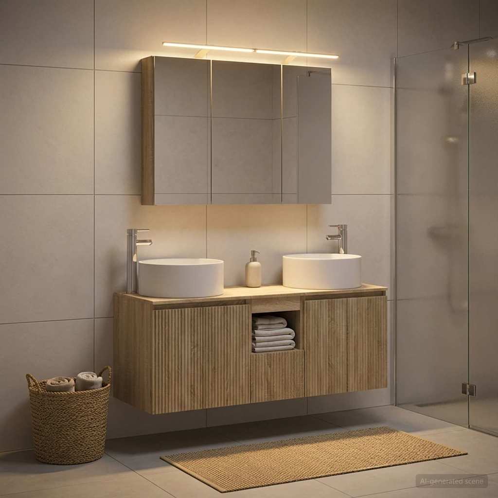 Bathroom Cabinet Set 4 pcs Sonoma Oak 100 x 14.5 x 70 cm
