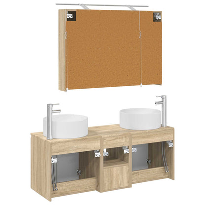 Bathroom Cabinet Set 4 pcs Sonoma Oak 100 x 14.5 x 70 cm