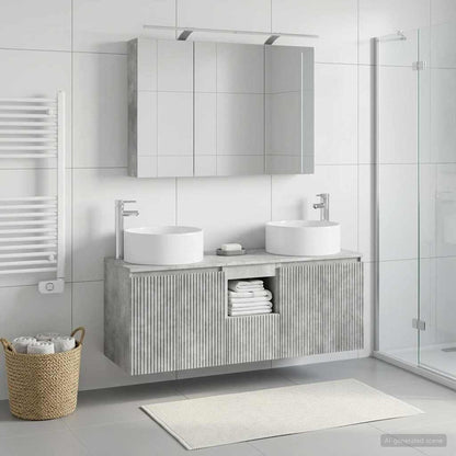 Bathroom Cabinet Set 4 pcs Concrete Grey 100 x 14.5 x 70 cm