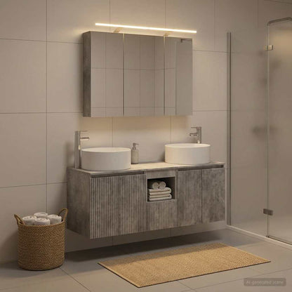 Bathroom Cabinet Set 4 pcs Concrete Grey 100 x 14.5 x 70 cm