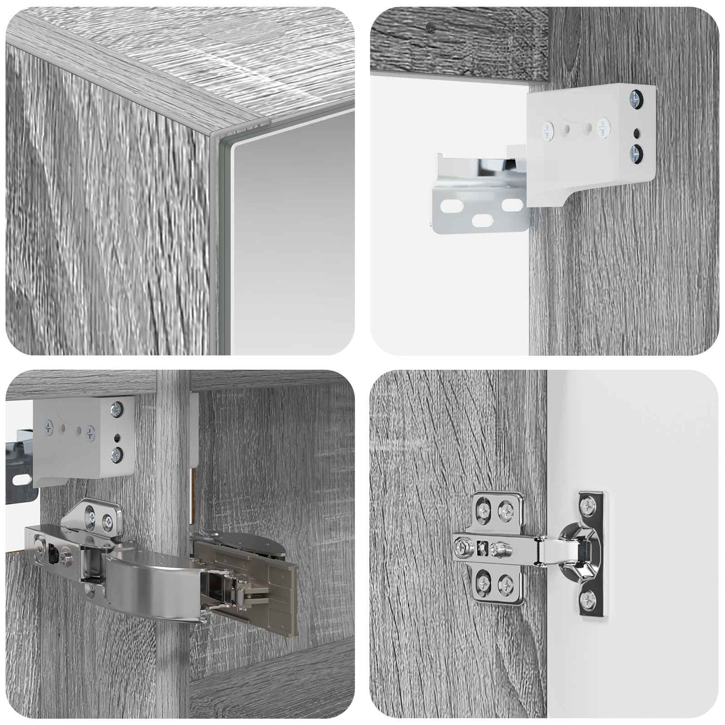 Bathroom Cabinet Set 4 pcs Grey Sonoma 100 x 14.5 x 70 cm
