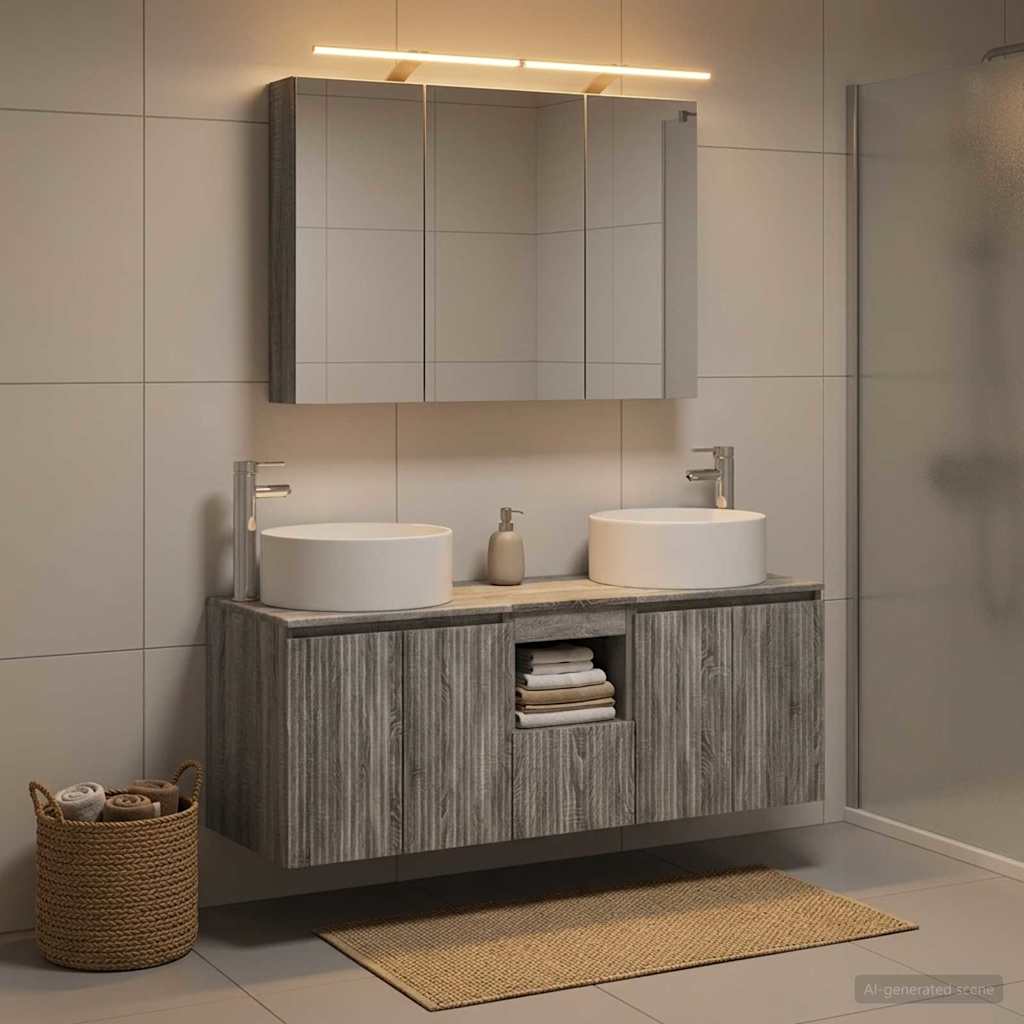 Bathroom Cabinet Set 4 pcs Grey Sonoma Engineered Wood