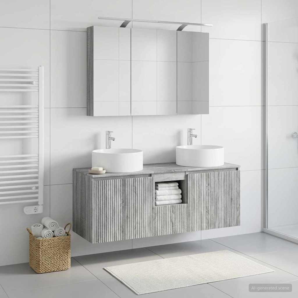 Bathroom Cabinet Set 4 pcs Grey Sonoma 100 x 14.5 x 70 cm