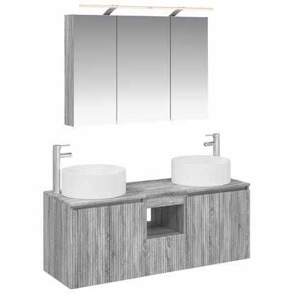 Bathroom Cabinet Set 4 pcs Grey Sonoma 100 x 14.5 x 70 cm