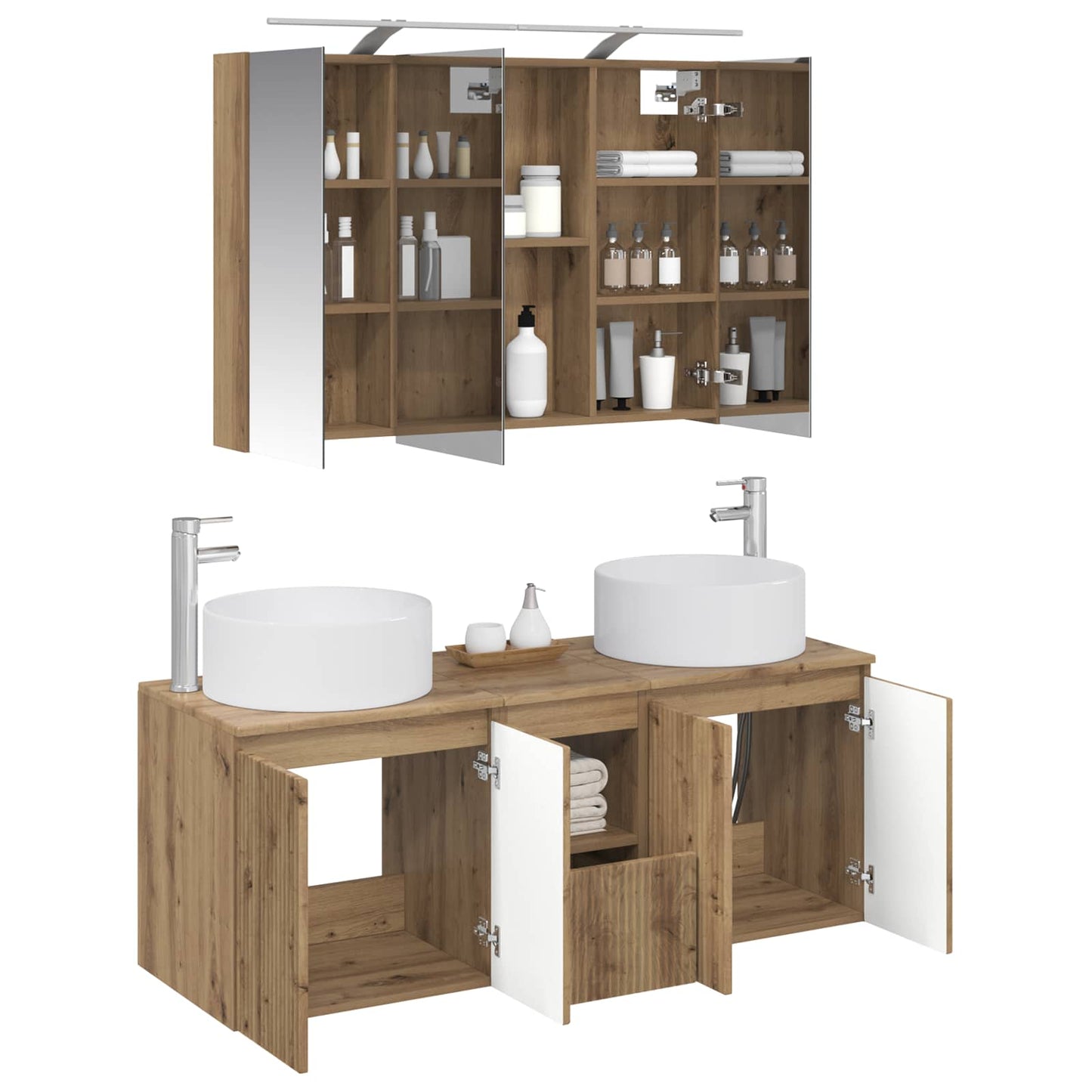 Bathroom Cabinet Set 4 pcs Artisan Oak 100 x 14.5 x 70 cm