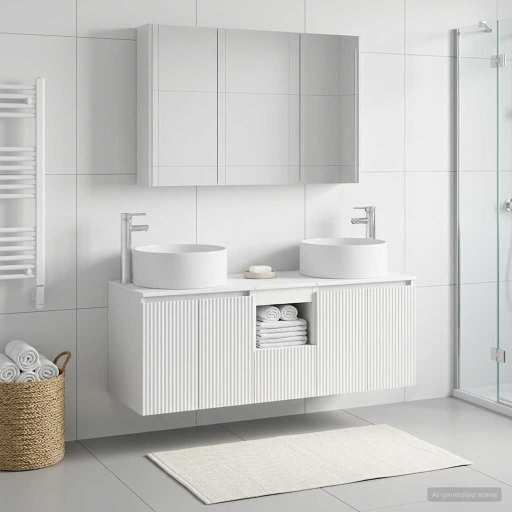 Bathroom Cabinet Set 4 pcs White 103.5 x 15.5 x 70 cm