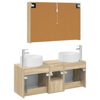 Bathroom Cabinet Set 4 pcs Sonoma Oak 103.5 x 15.5 x 70 cm