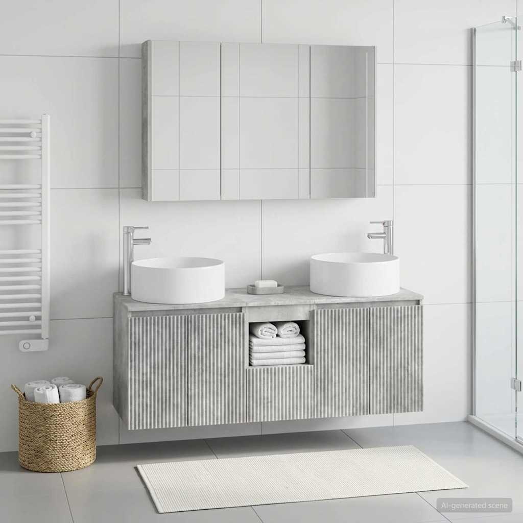 Bathroom Cabinet Set 4 pcs Concrete Grey 103.5 x 15.5 x 70 cm