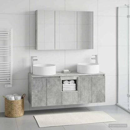 Bathroom Cabinet Set 4 pcs Concrete Grey 103.5 x 15.5 x 70 cm
