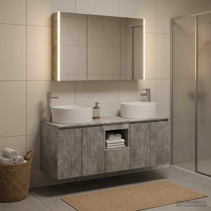 Bathroom Cabinet Set 4 pcs Concrete Grey 103.5 x 15.5 x 70 cm