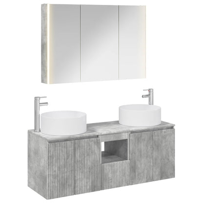 Bathroom Cabinet Set 4 pcs Concrete Grey 103.5 x 15.5 x 70 cm