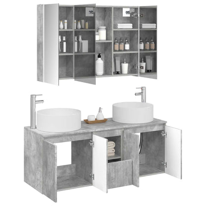 Bathroom Cabinet Set 4 pcs Concrete Grey 103.5 x 15.5 x 70 cm