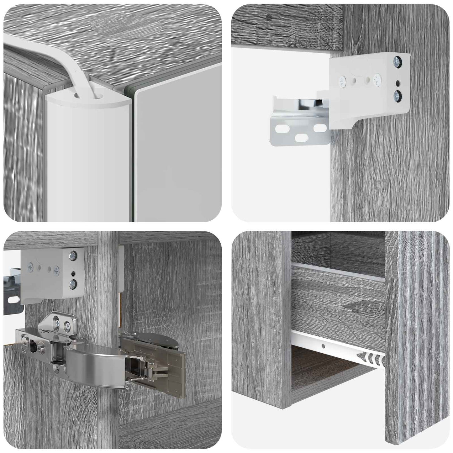 Bathroom Cabinet Set 4 pcs Grey Sonoma 103.5 x 15.5 x 70 cm