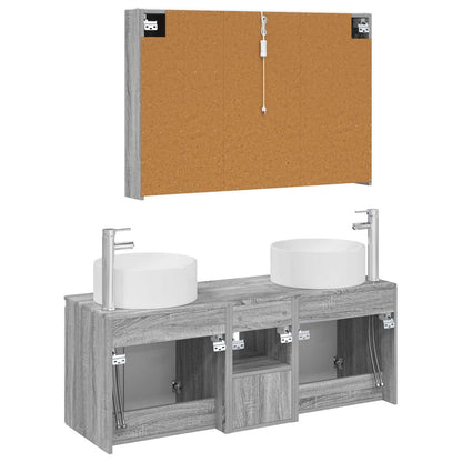 Bathroom Cabinet Set 4 pcs Grey Sonoma 103.5 x 15.5 x 70 cm