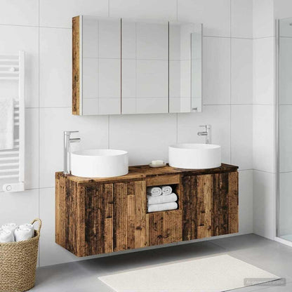 Bathroom Cabinet Set 4 pcs Old Wood 103.5 x 15.5 x 70 cm