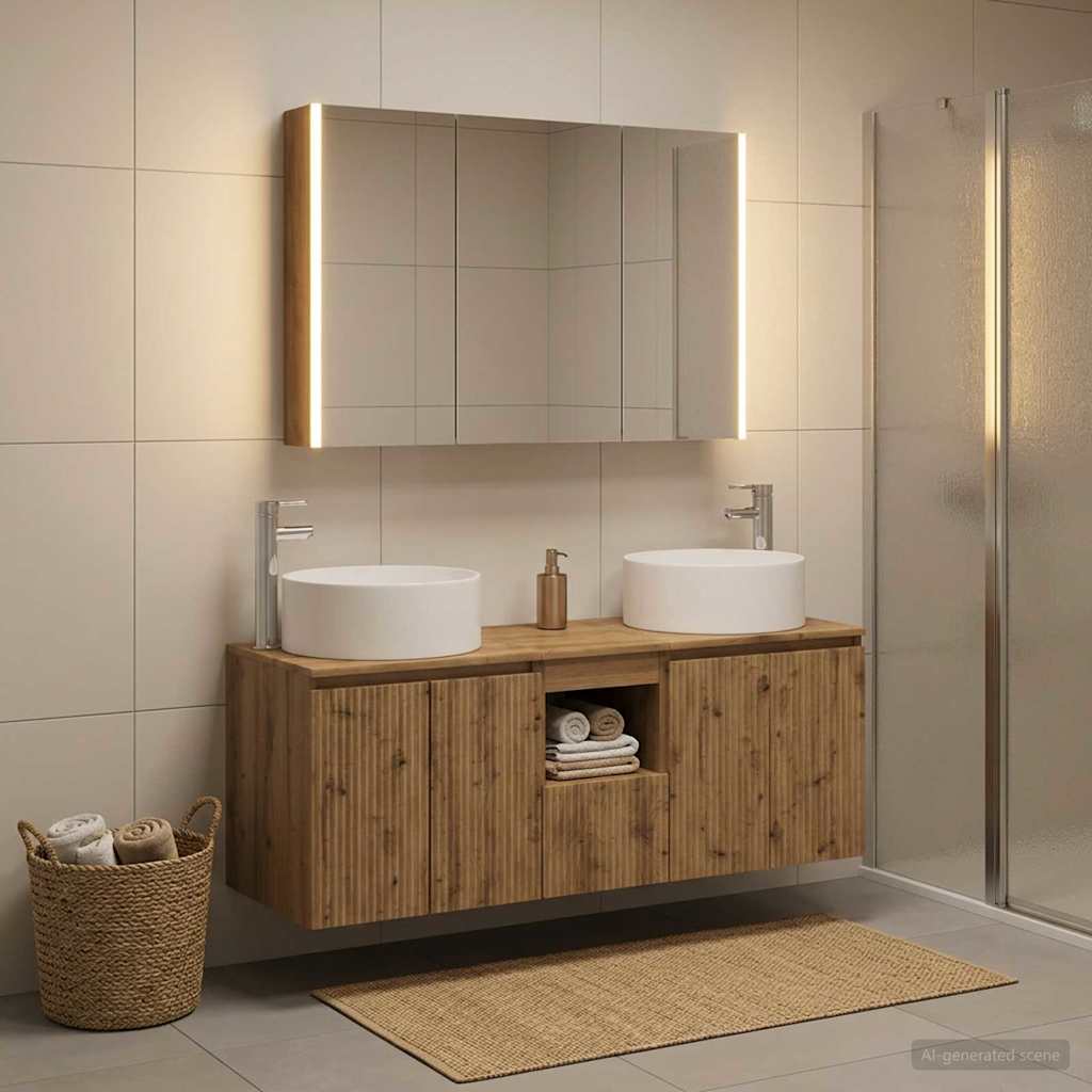 Bathroom Cabinet Set 4 pcs Artisan Oak 103.5 x 15.5 x 70 cm