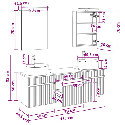 Bathroom Cabinet Set 5 pcs White 50 x 14.5 x 70 cm