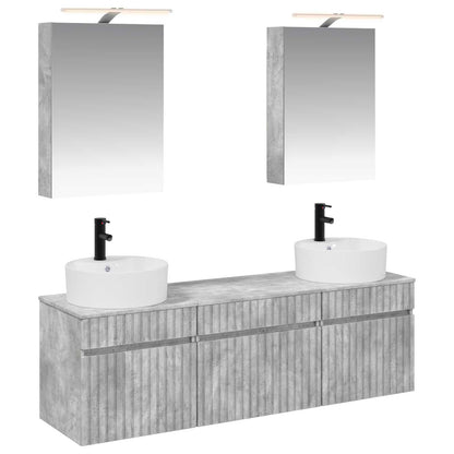 Bathroom Cabinet Set 5 pcs Concrete Grey 50 x 14.5 x 70 cm