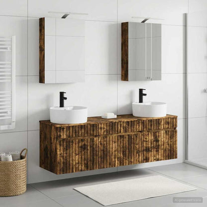 Bathroom Cabinet Set 5 pcs Smoked Oak 50 x 14.5 x 70 cm