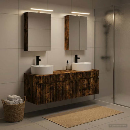 Bathroom Cabinet Set 5 pcs Smoked Oak 50 x 14.5 x 70 cm