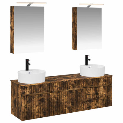 Bathroom Cabinet Set 5 pcs Smoked Oak 50 x 14.5 x 70 cm