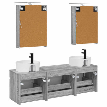 Bathroom Cabinet Set 5 pcs Grey Sonoma 50 x 14.5 x 70 cm