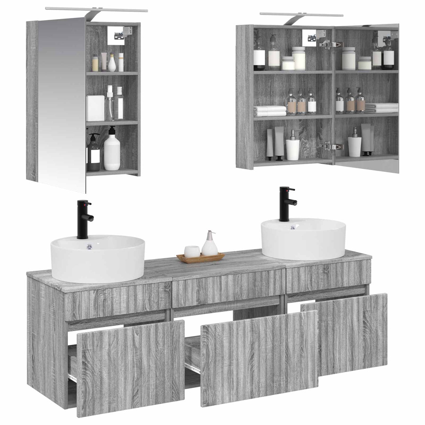 Bathroom Cabinet Set 5 pcs Grey Sonoma 50 x 14.5 x 70 cm