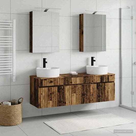 Bathroom Cabinet Set 5 pcs Old Wood 50 x 14.5 x 70 cm