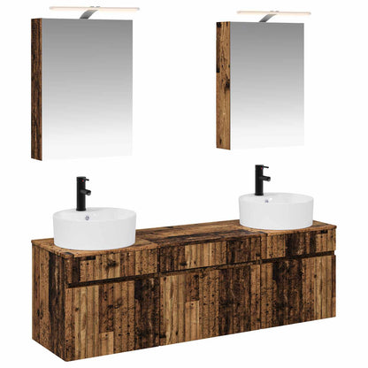 Bathroom Cabinet Set 5 pcs Old Wood 50 x 14.5 x 70 cm