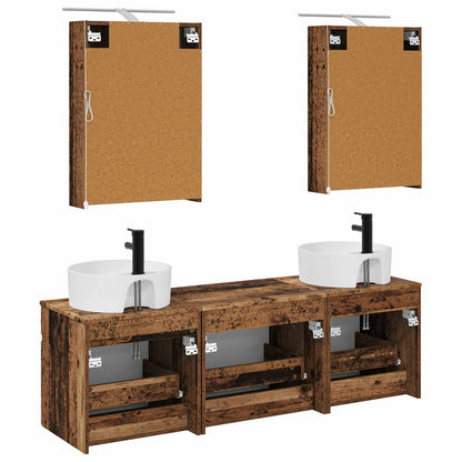 Bathroom Cabinet Set 5 pcs Old Wood 50 x 14.5 x 70 cm