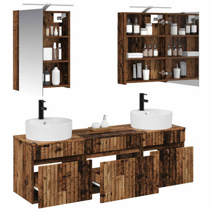Bathroom Cabinet Set 5 pcs Old Wood 50 x 14.5 x 70 cm