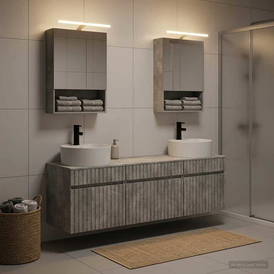 Bathroom Cabinet Set 5 pcs Concrete Grey 50 x 14.5 x 70 cm