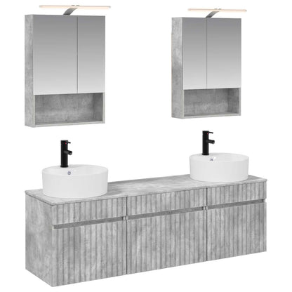 Bathroom Cabinet Set 5 pcs Concrete Grey 50 x 14.5 x 70 cm