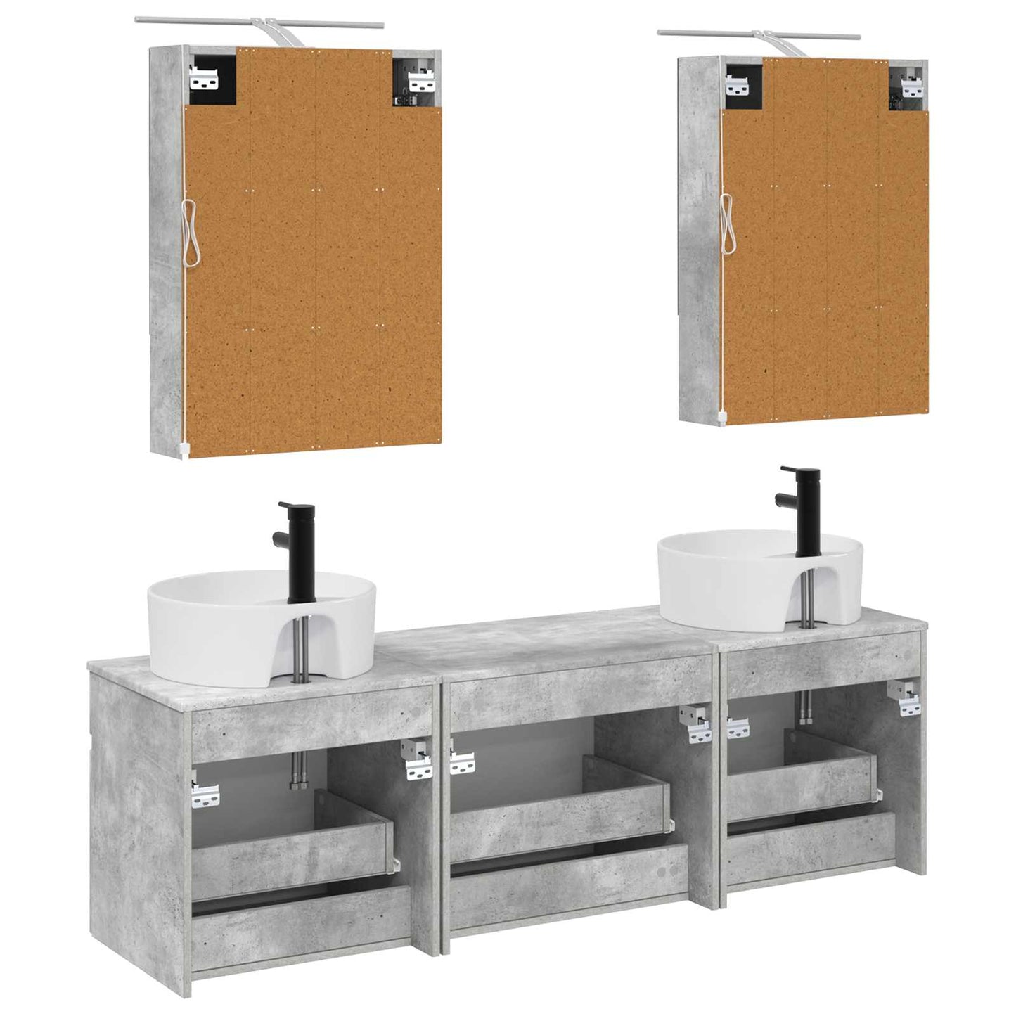 Bathroom Cabinet Set 5 pcs Concrete Grey 50 x 14.5 x 70 cm