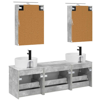 Bathroom Cabinet Set 5 pcs Concrete Grey 50 x 14.5 x 70 cm