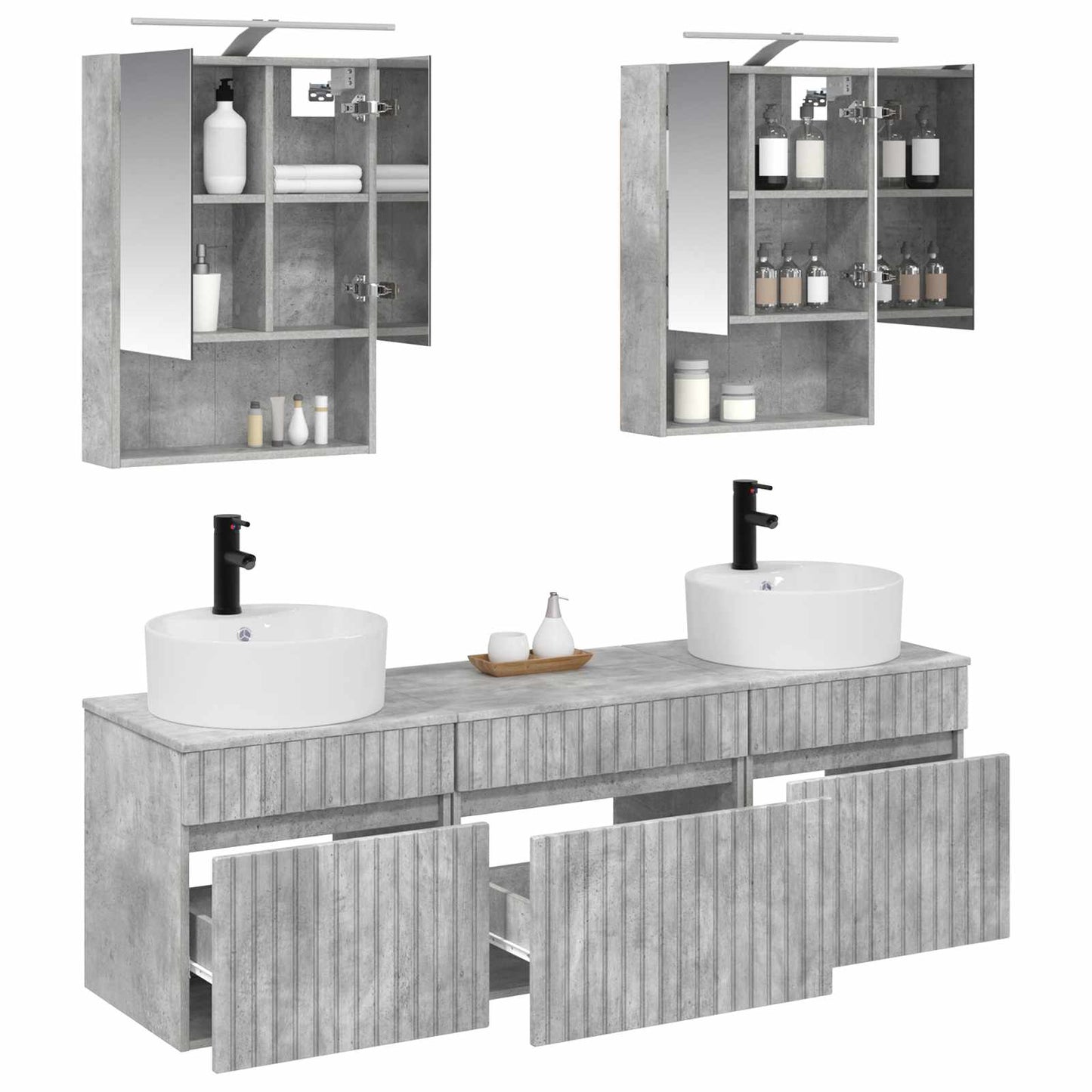 Bathroom Cabinet Set 5 pcs Concrete Grey 50 x 14.5 x 70 cm