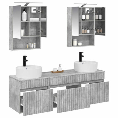Bathroom Cabinet Set 5 pcs Concrete Grey 50 x 14.5 x 70 cm